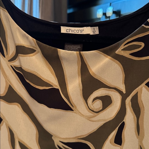 Chico’s Flowy Poncho+Tank in Olive, Black and Cream - Picture 2 of 3